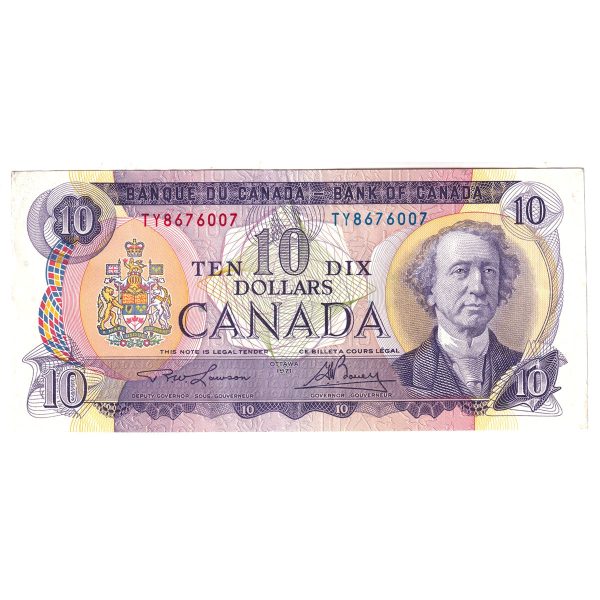 BC-49c 1971 Canada $10 Lawson-Bouey, TY, EF-AU For Discount