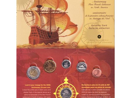 2004 Canada 6-coin 400th Ann. of 1st French Settlement Circulation Collector Card (Full) impaired Online Sale