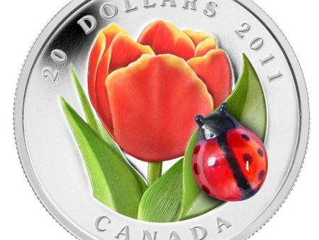 RDC 2011 Canada $20 Tulip with Venetian Glass Ladybug Fine Silver (Impaired) on Sale