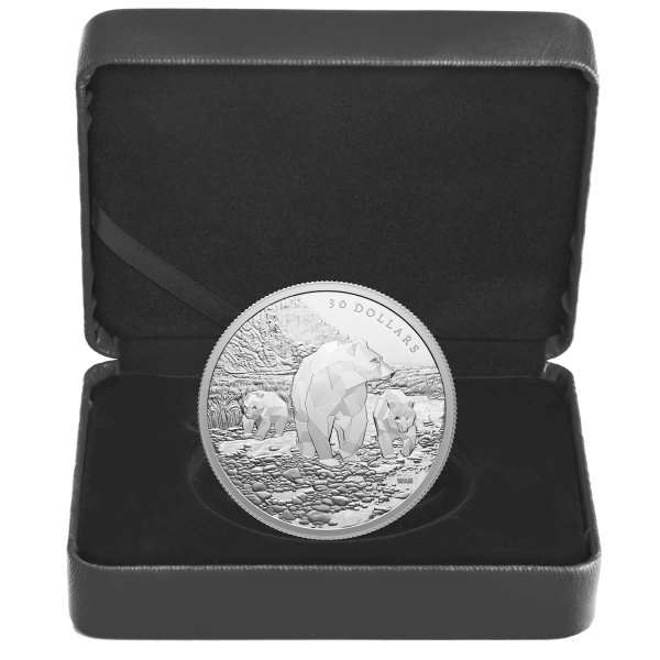 RDC 2023 Canada $30 Multifaceted Animal Family: Grizzly Bears Fine Silver (No Tax) scuffed capsule Hot on Sale