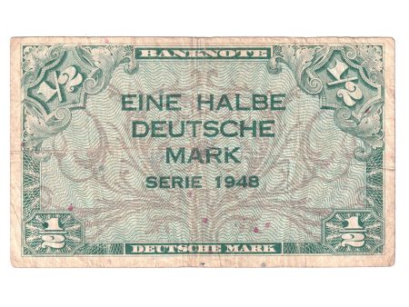 Germany Note, 1948 1 2 Deutsche Mark, Pick #1a, VF (Writing) For Cheap