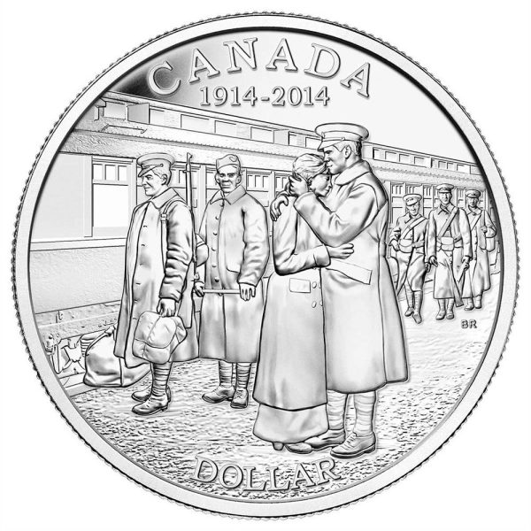 RDC 2014 Canada $1 100th Anniversary of the Declaration of WWI BU (No Tax) Writing on Sleeve on Sale