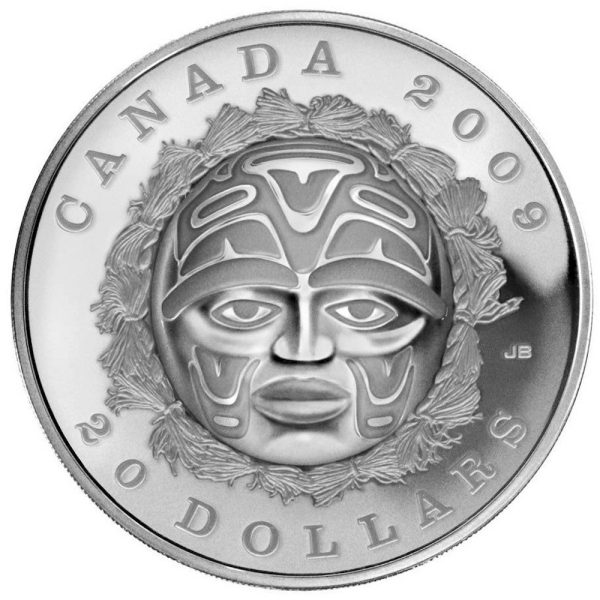 RDC 2009 Canada $20 Summer Moon Mask Fine Silver (No Tax) Impaired For Sale