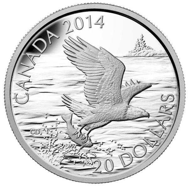 2014 Canada $20 Bald Eagle Fine Silver Coin (TAX Exempt) For Discount