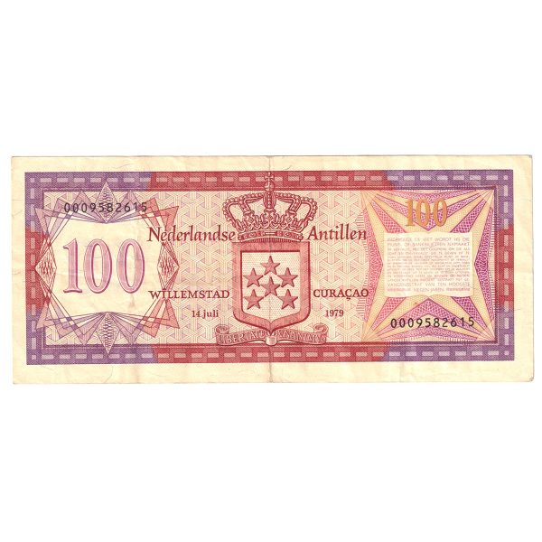 Netherlands Antilles Note, 1979 100 Gulden, Pick #19a, VF (Stain) Hot on Sale