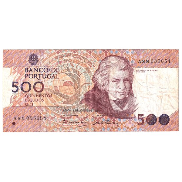 Portugal 1988 500 Escudos Note, Pick #180b, F-VF Discount