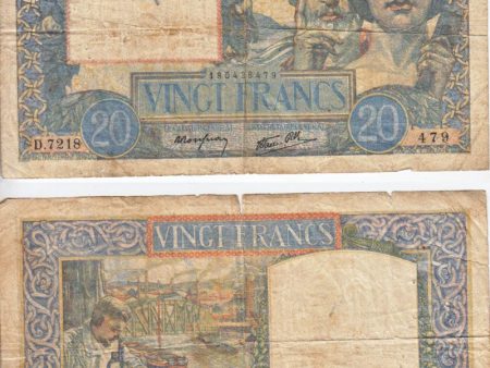 France Note 1942 20 Francs, F (dam g) Sale