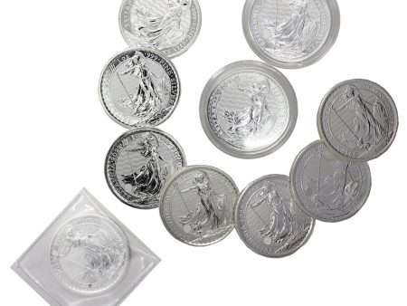 10x 2020-2024 GB 2 Pounds Britannia 1oz. Fine Silver, 10Pcs (No Tax) Issues - $4 over spot each! Sale