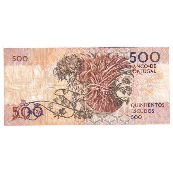 Portugal 1988 500 Escudos Note, Pick #180b, F-VF Discount